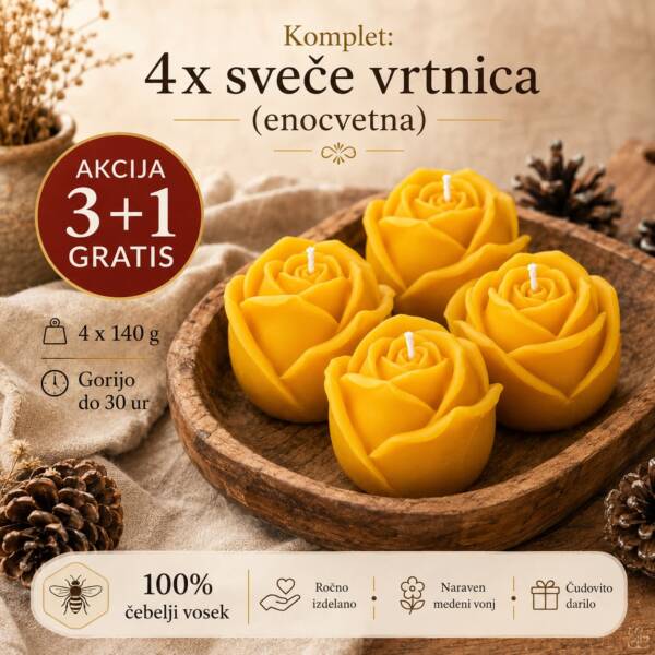 Sveče iz 100% čebeljega voska 3+1 gratis adventne sveče