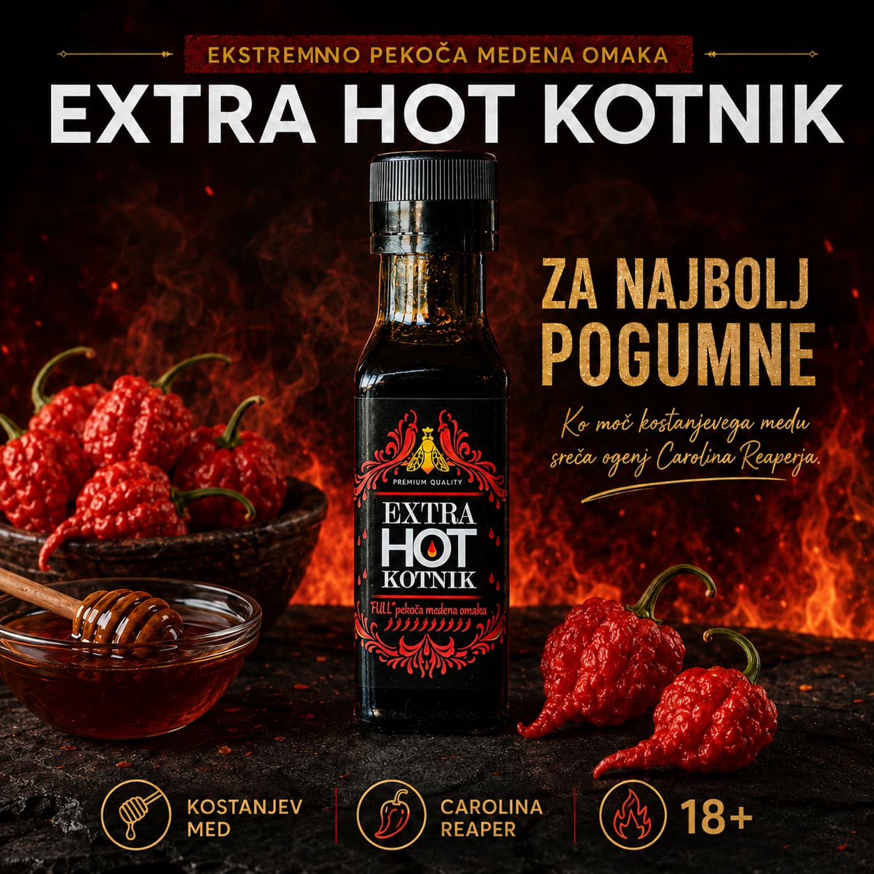 MEDENA ČILI PEKOČA EXTRA HOT KOTNIK OMAKA