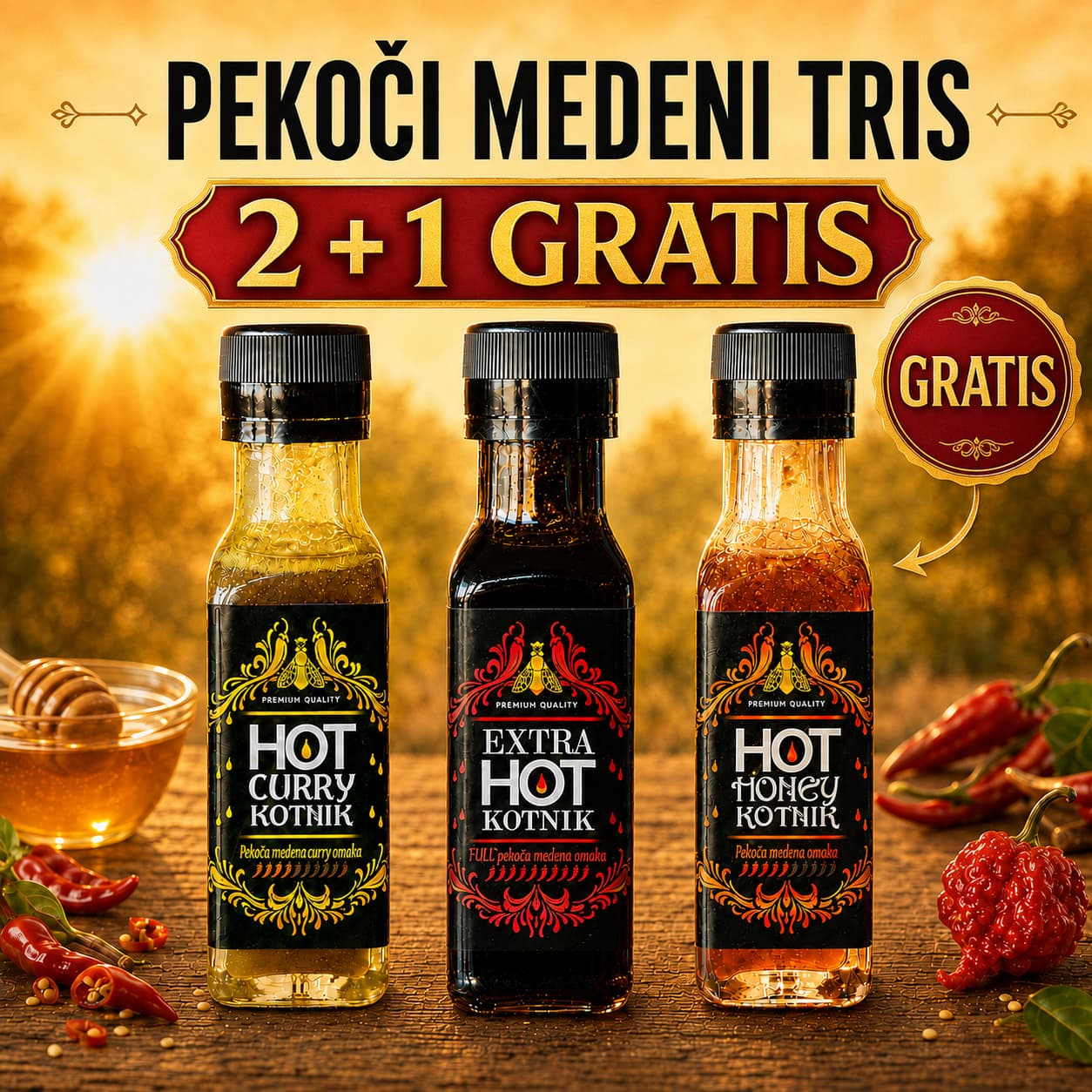 PEKOČE MEDENE ČILI OMAKE MEDENI TRIS