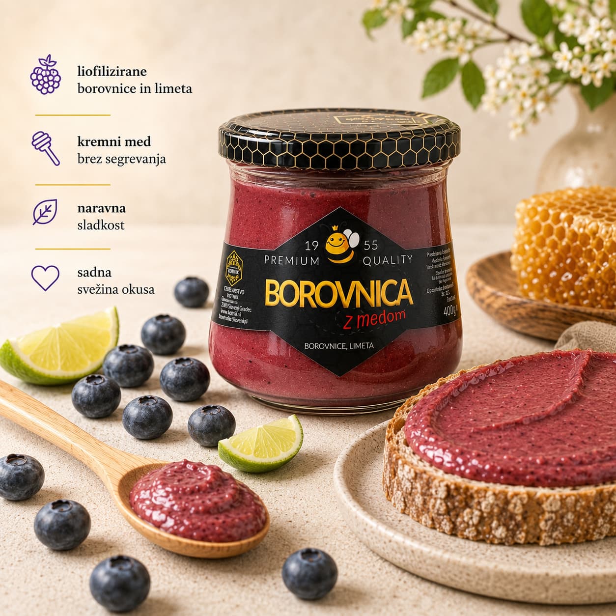 Borovnica z medom