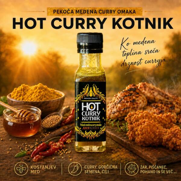 MEDENA ČILI CURRY OMAKA HOT CURRY KOTNIK